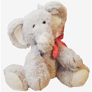 Elephant Plush Girl's Large 17" Gray & White Stuffed Animal Cuddly Birthday Toy